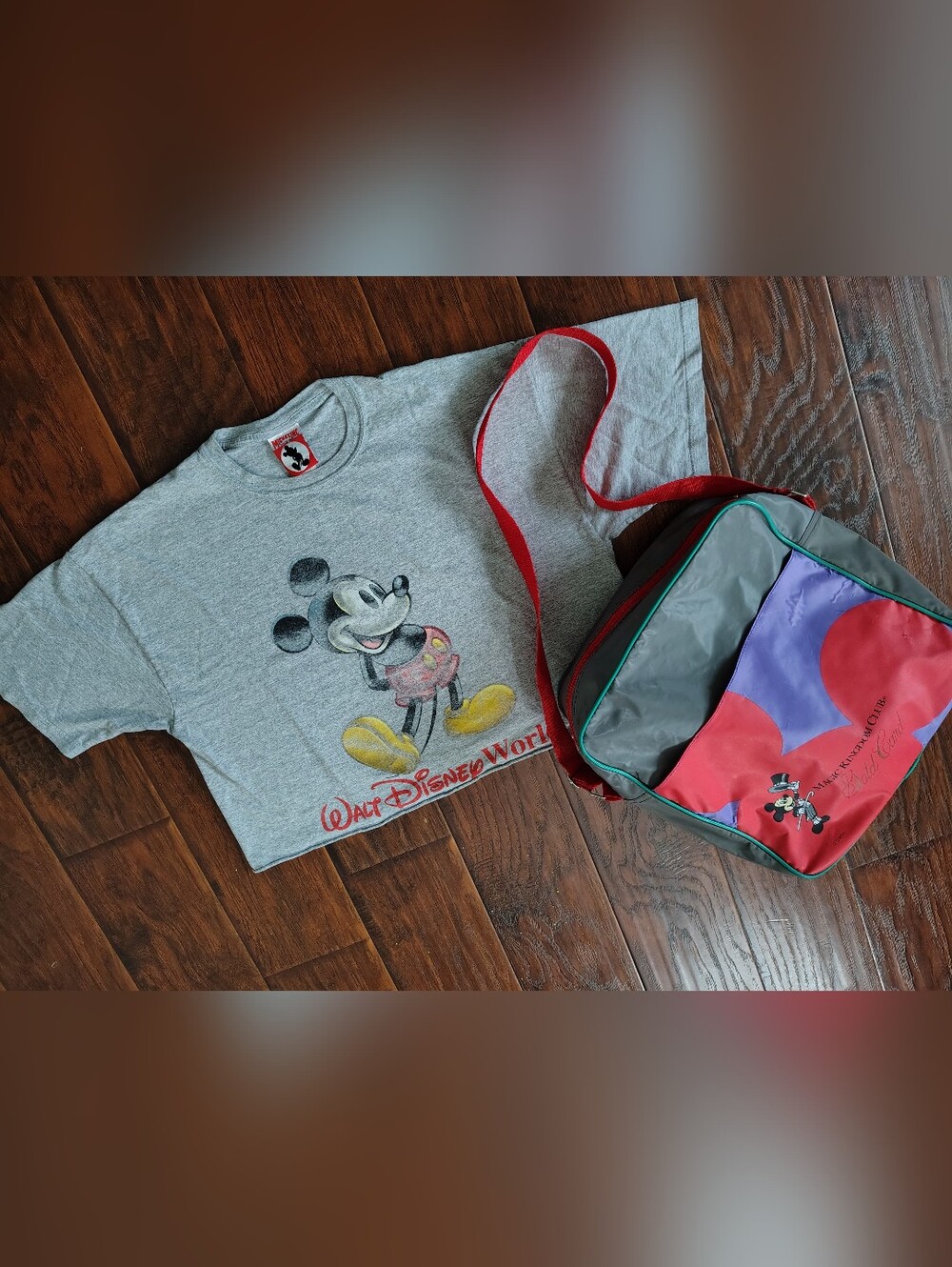 Vintage Mickey Inc. Walt Disney World grey crop top tshirt And Travel Bag XL